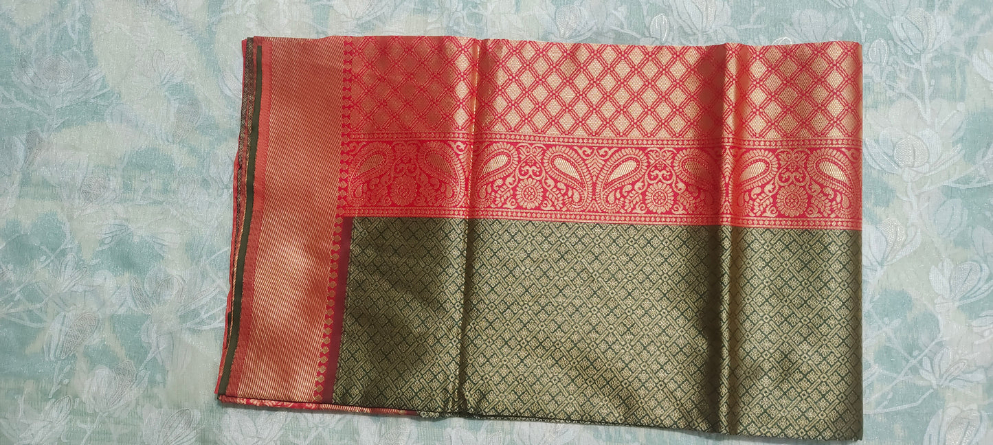 Green color with Red border saree