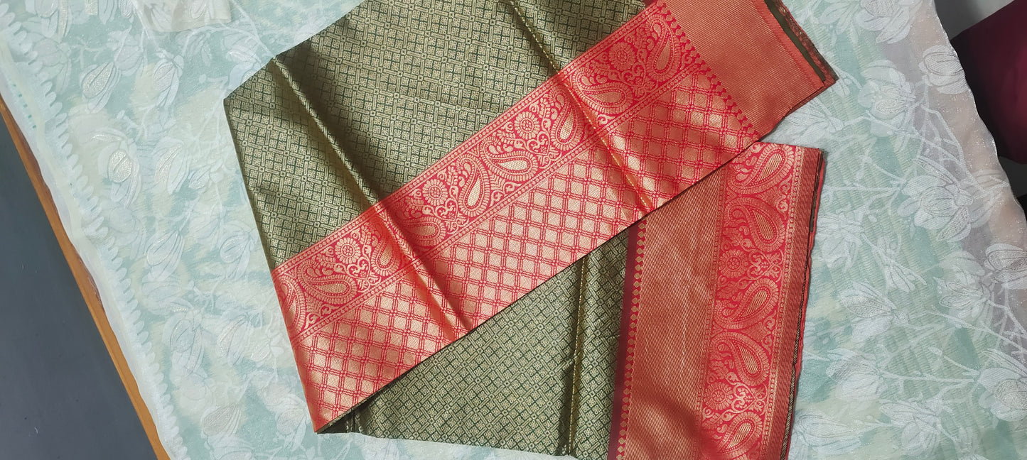 Green color with Red border saree