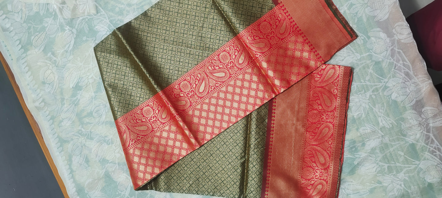 Green color with Red border saree