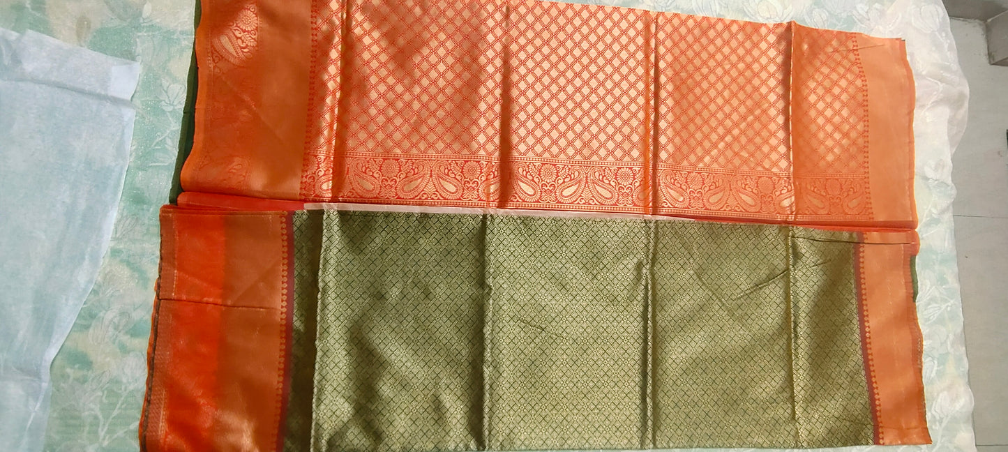 Green color with Red border saree