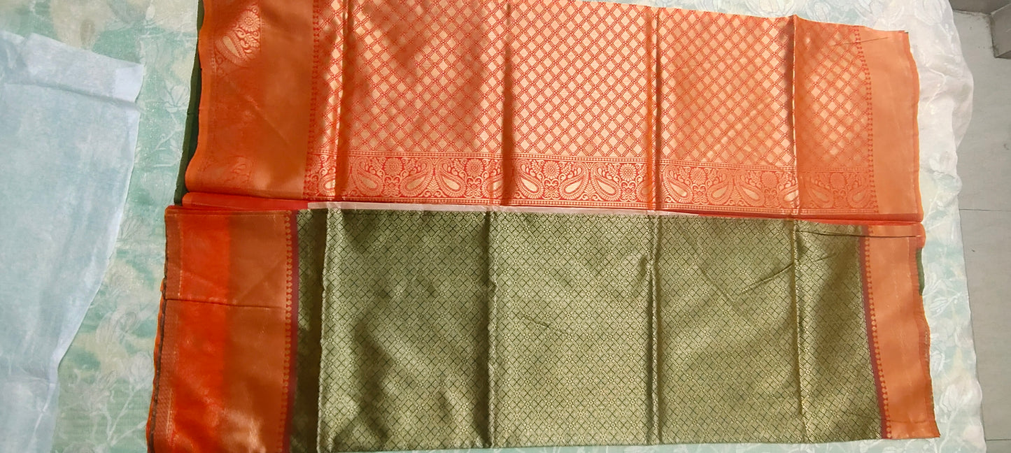 Green color with Red border saree