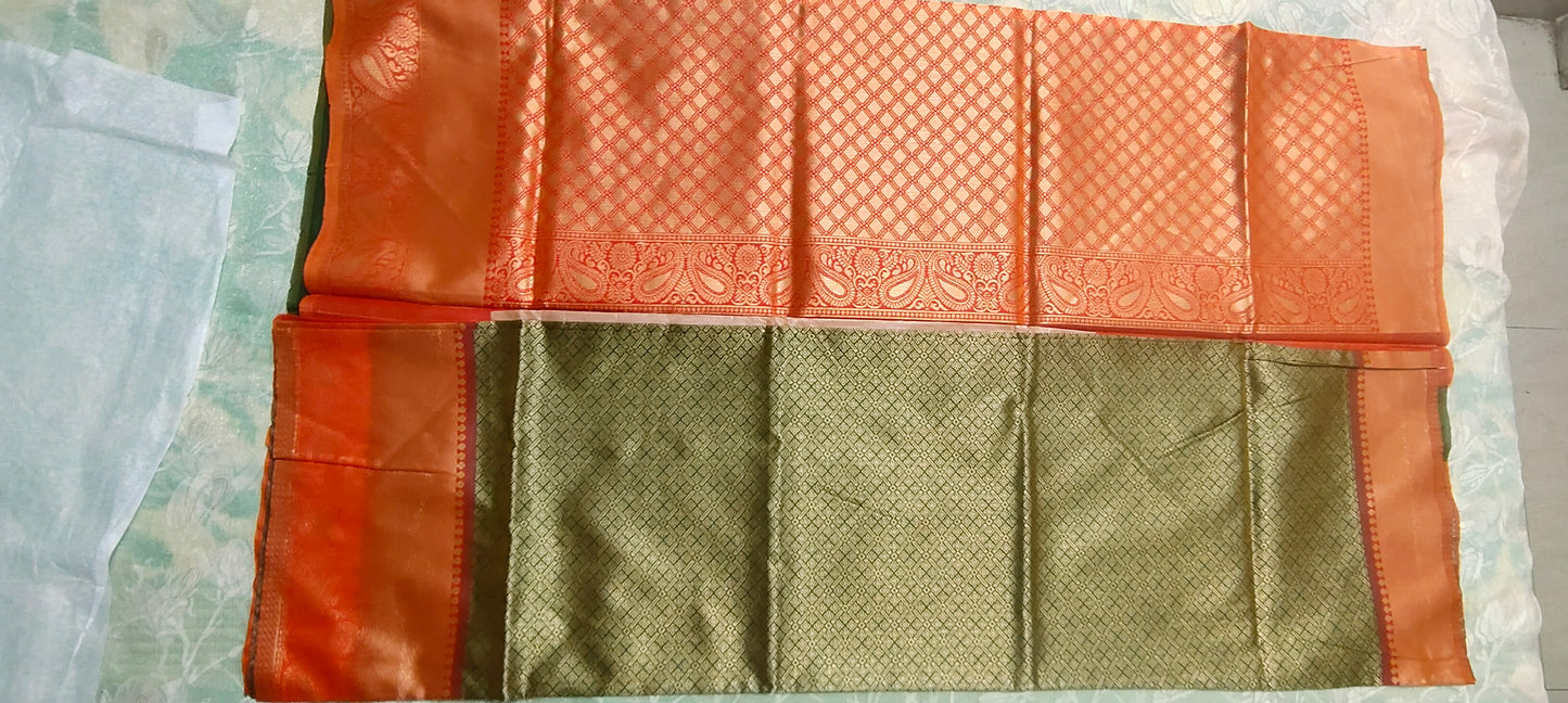 Green color with Red border saree
